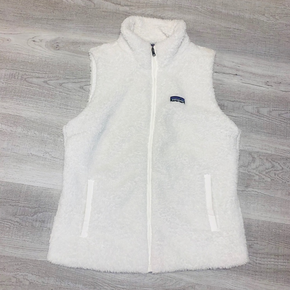 White Patagonia Fuzzy Vest